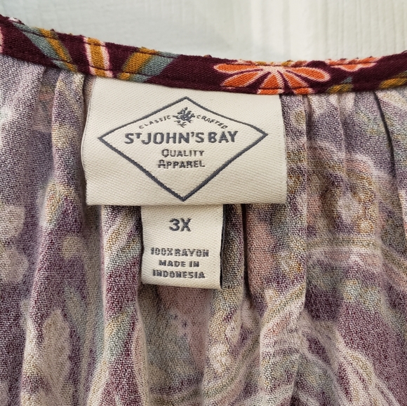 Soft, Slinky, pull over, purple, orange, paisley print tunic blouse 3X, NWT - Picture 7 of 14